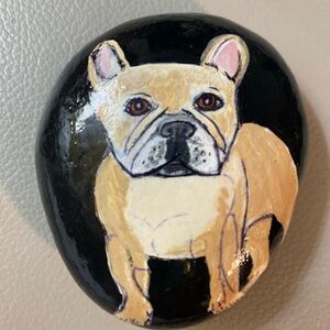 Hand-Painted French Bulldog Rock Art